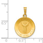 14K Polished Satin Hollow Divino Nino Round Medal Pendant
