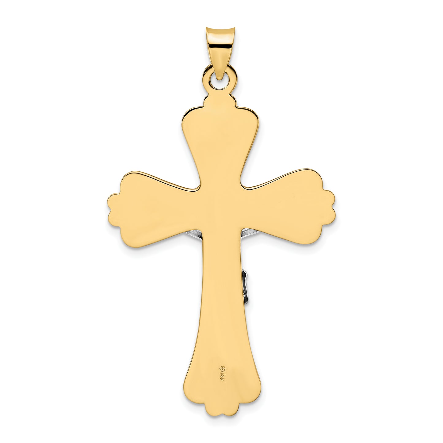 14k Two-tone Polished Solid Fancy INRI Crucifix Pendant