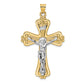 14k Two-tone Polished Solid Fancy INRI Crucifix Pendant