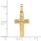 14k Polished Diamond-cut Reversible Puffed Cross Pendant