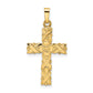14k Polished and Textured Solid Floral Cross Pendant
