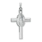 14k White Gold Polished and Satin Hollow Cross Pendant