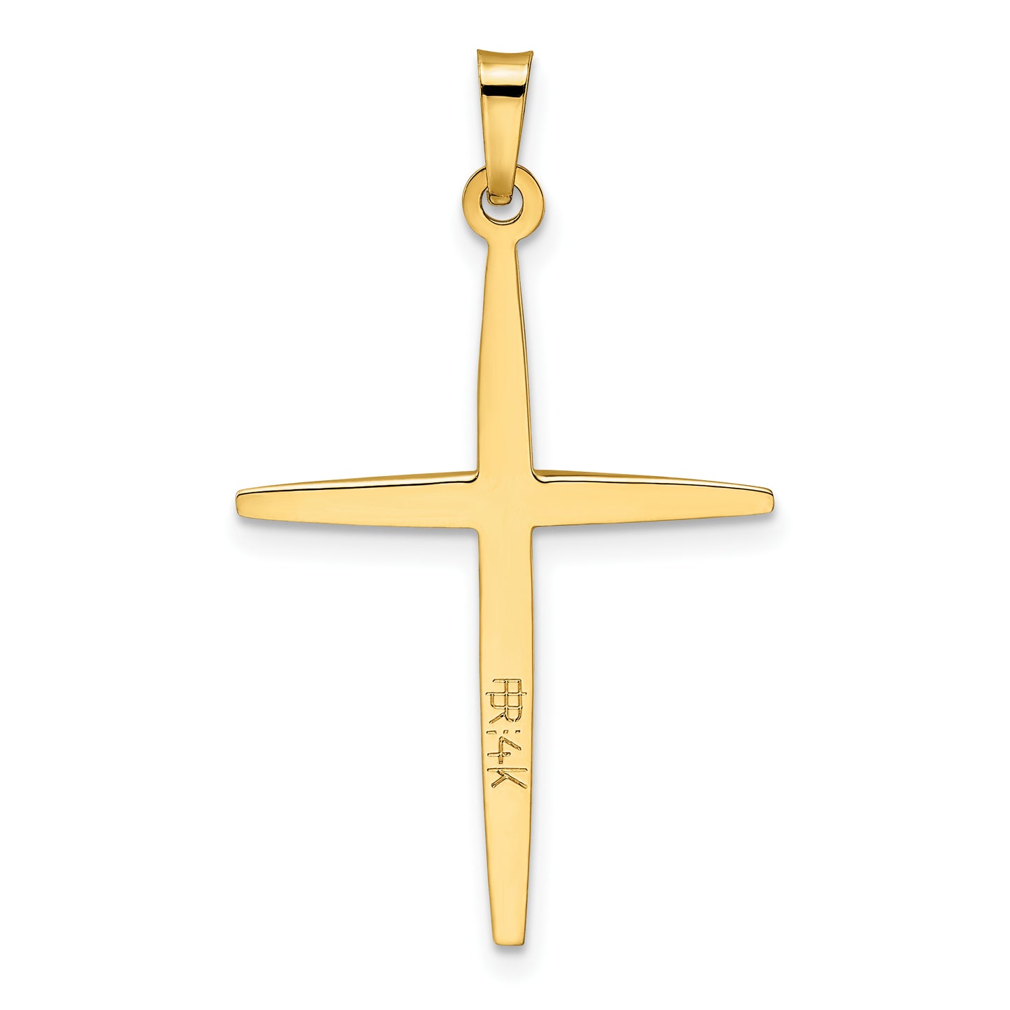 14k Two-tone Polished Solid Double Cross Pendant