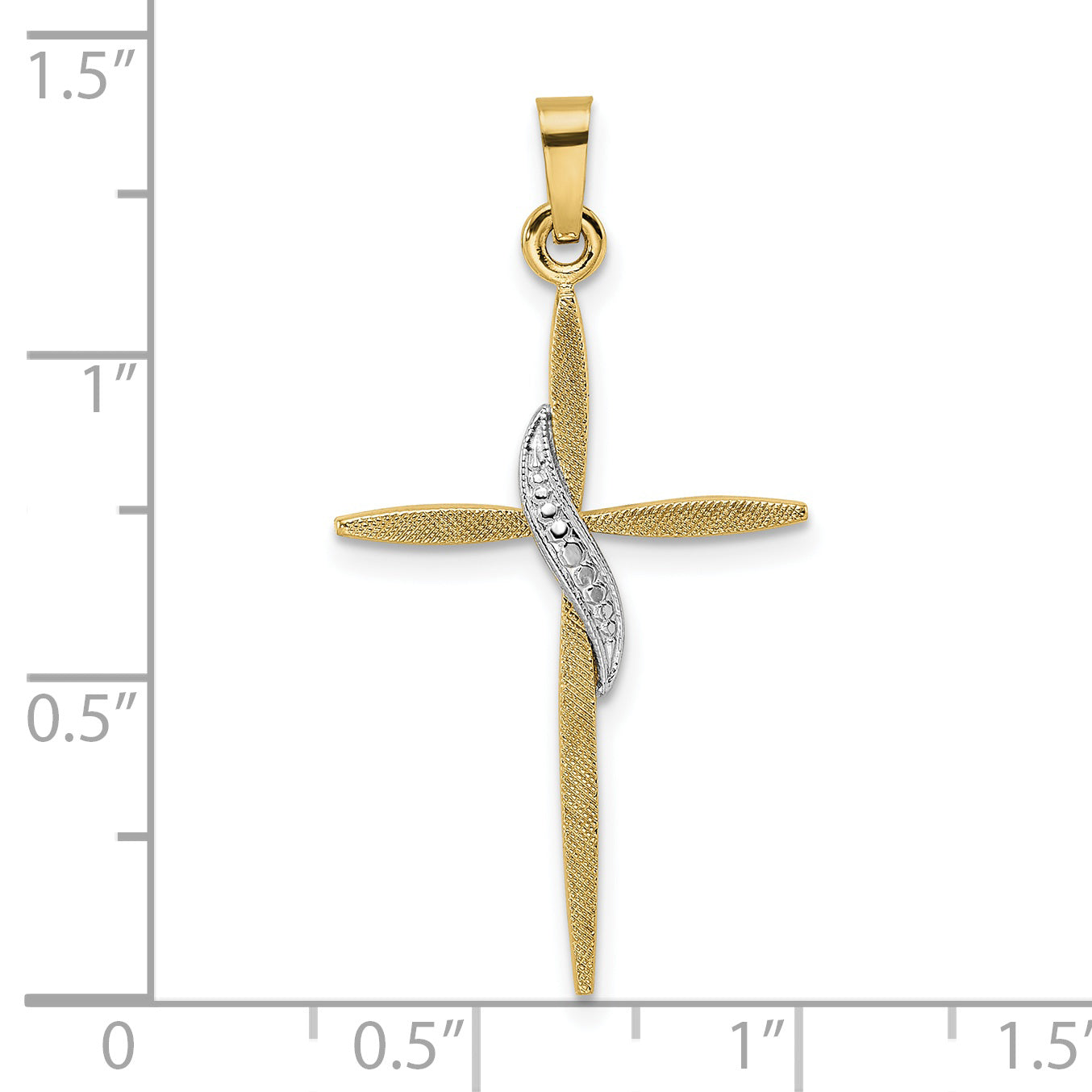 14k Two-tone Solid Methodist Cross Pendant