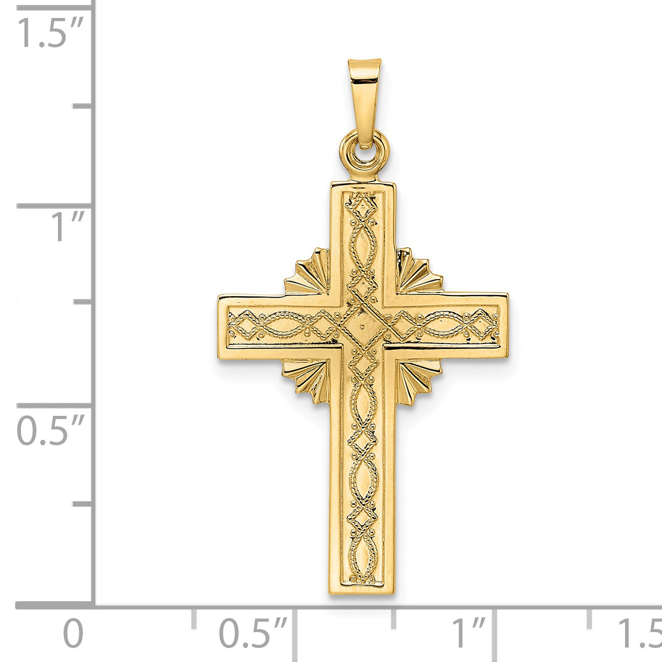 14k Polished Fancy Iona Solid Cross Pendant
