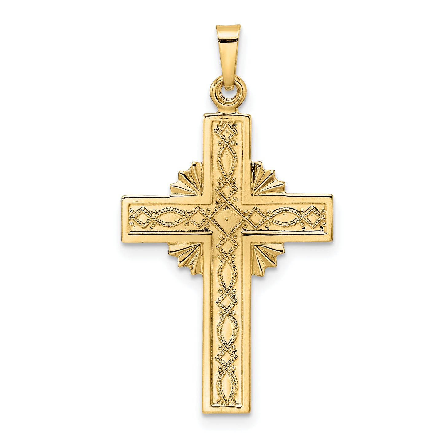 14k Polished Fancy Iona Solid Cross Pendant
