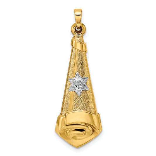 14k Two-tone Hollow Scroll and Star Pendant