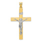 14k Two-tone Polished Solid INRI Curcifix Cross Pendant