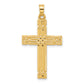 14k Polished and Grooved Hollow Cross Pendant