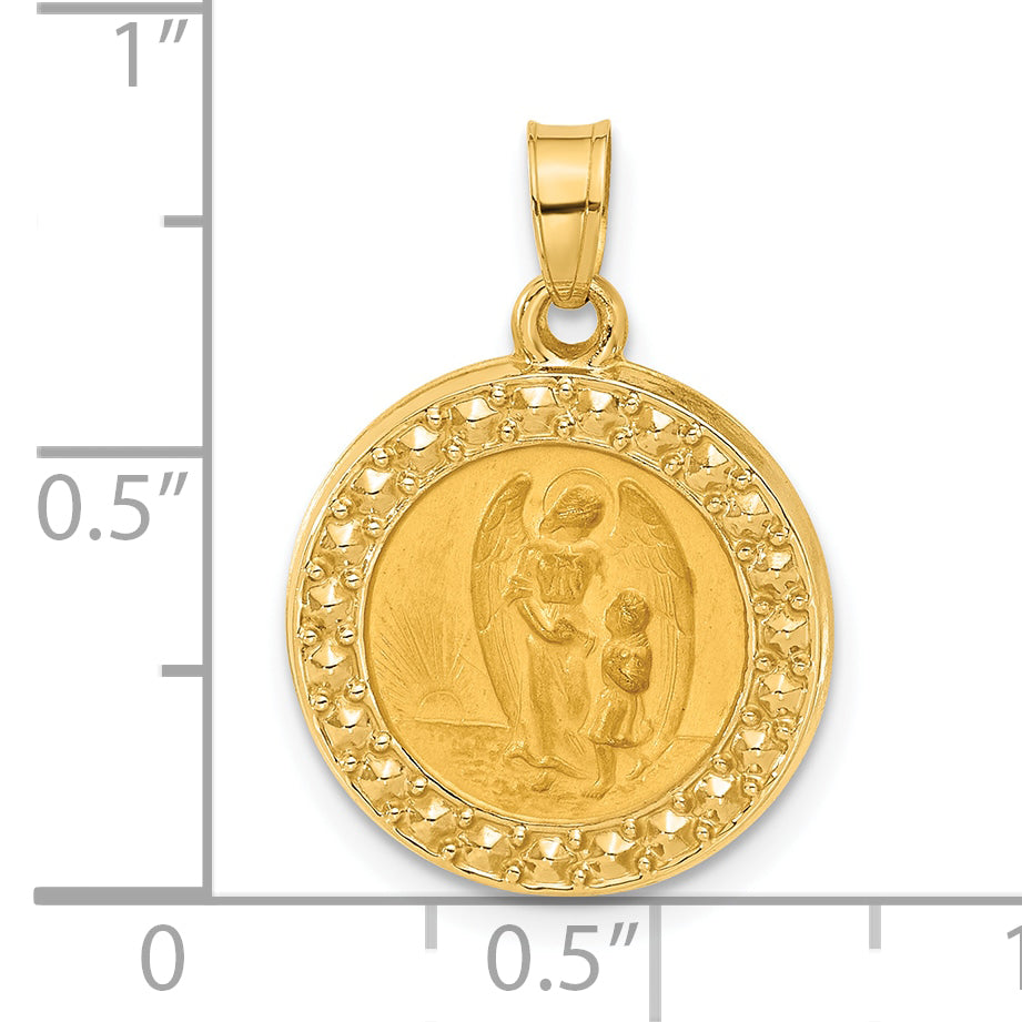 14K Hollow Our Guardian Angel Medal