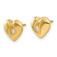 14ky Polished and Satin CZ Heart Post Earrings
