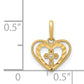 14K D/C Heart with Cross and CZ Pendant