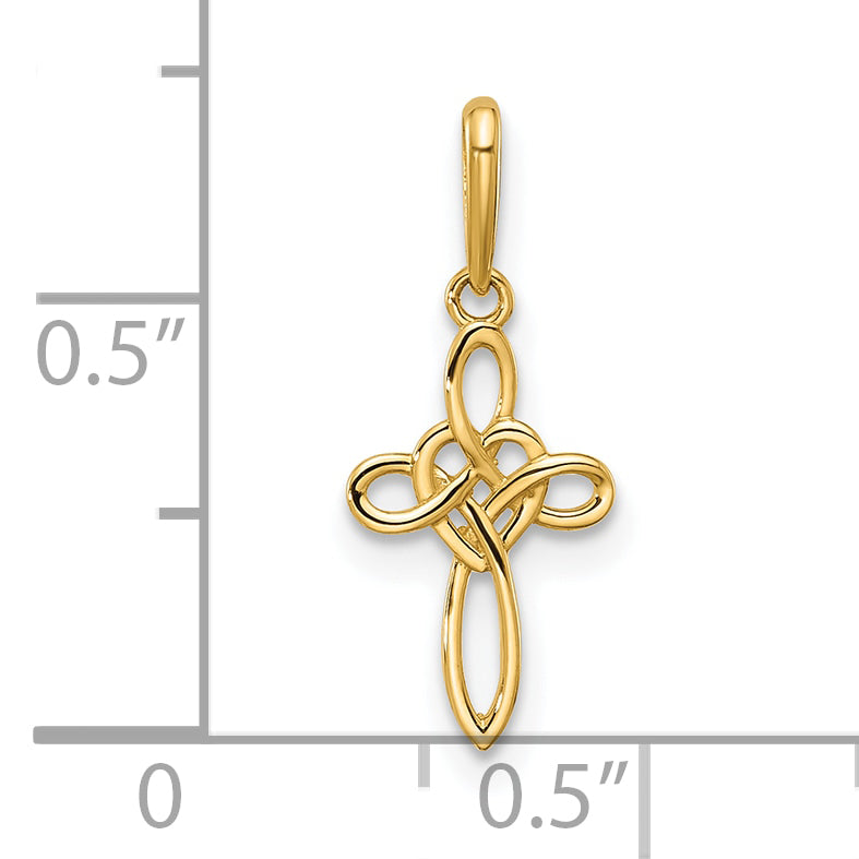 14k Polished Heart Celtic Cross Pendant