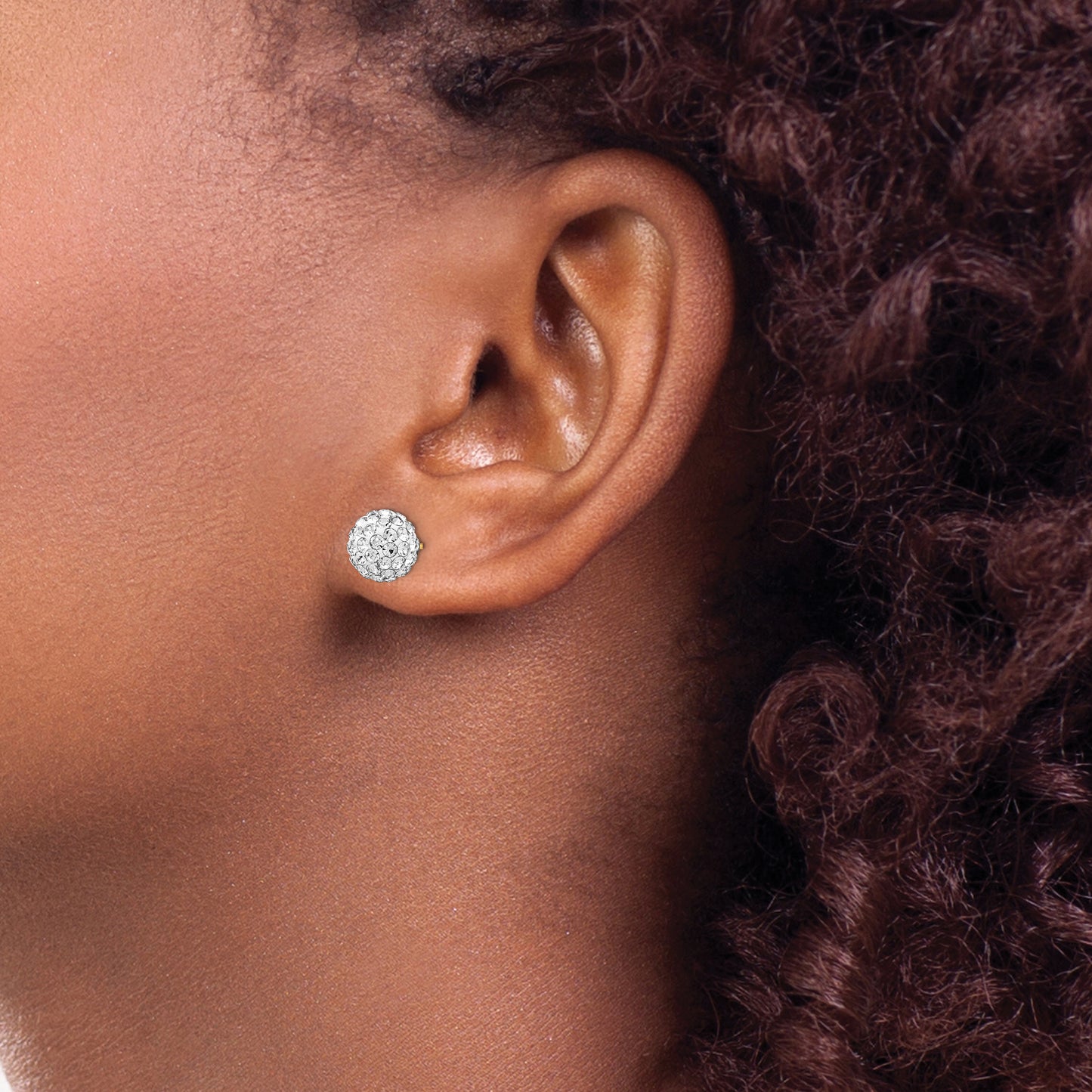 14K Post 8mm Crystal Ball Earrings