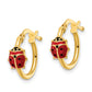 14k Polished Enameled Ladybug Post Hoop Earrings