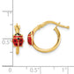 14k Polished Enameled Ladybug Post Hoop Earrings